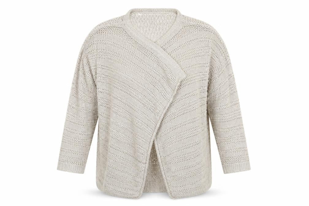 Front view of Moda @ George women’s beige wrap jumper, size UK 14