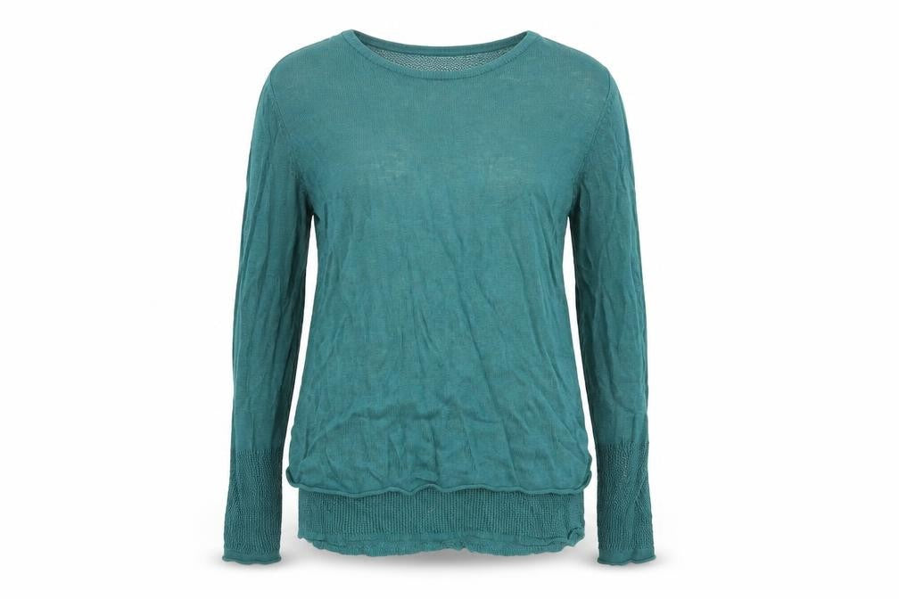 Front view of Max Studio women’s green jumper, size S