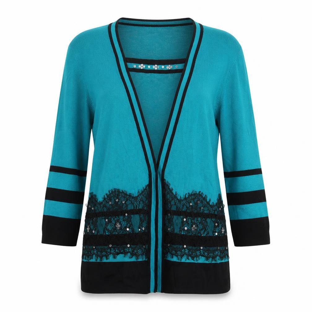 Front view of Casamia women’s blue striped jumper, size M