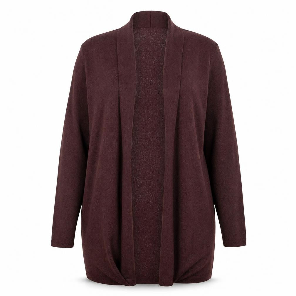 Front view of Jorli women’s purple wrap jumper, size UK 12