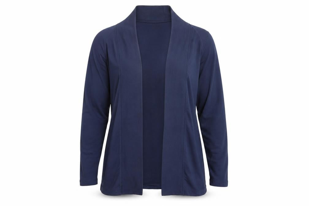 Front view of George women’s blue wrap jumper, size UK 12