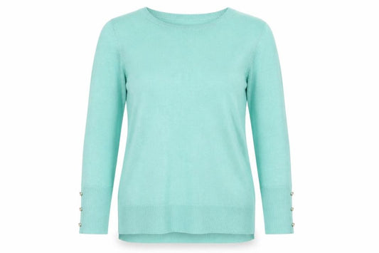 Front view of Atmosphere women’s green pullover sweatshirt, size UK 8