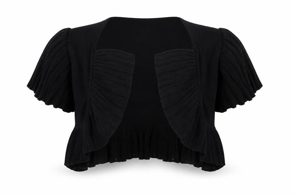 Front view of Papaya women’s black shrug jumper, size UK 8