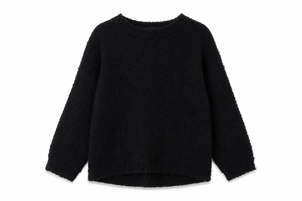 Front view of Topshop women’s black pullover sweatshirt, size UK 8