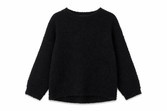 Front view of Topshop women’s black pullover sweatshirt, size UK 8