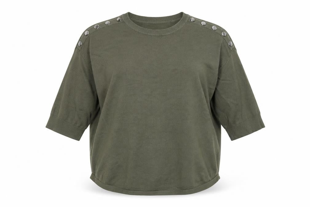 Front view of Fransa women’s green pullover sweatshirt, size L