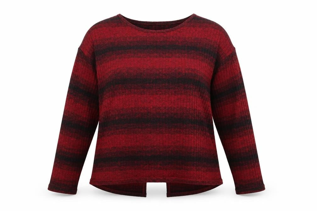 Front view of Izabel women’s red knit jumper, size UK 14