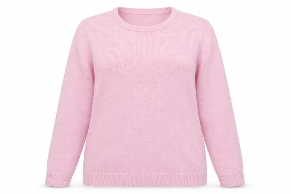 Front view of Daxon women’s pink knit jumper, size UK 18
