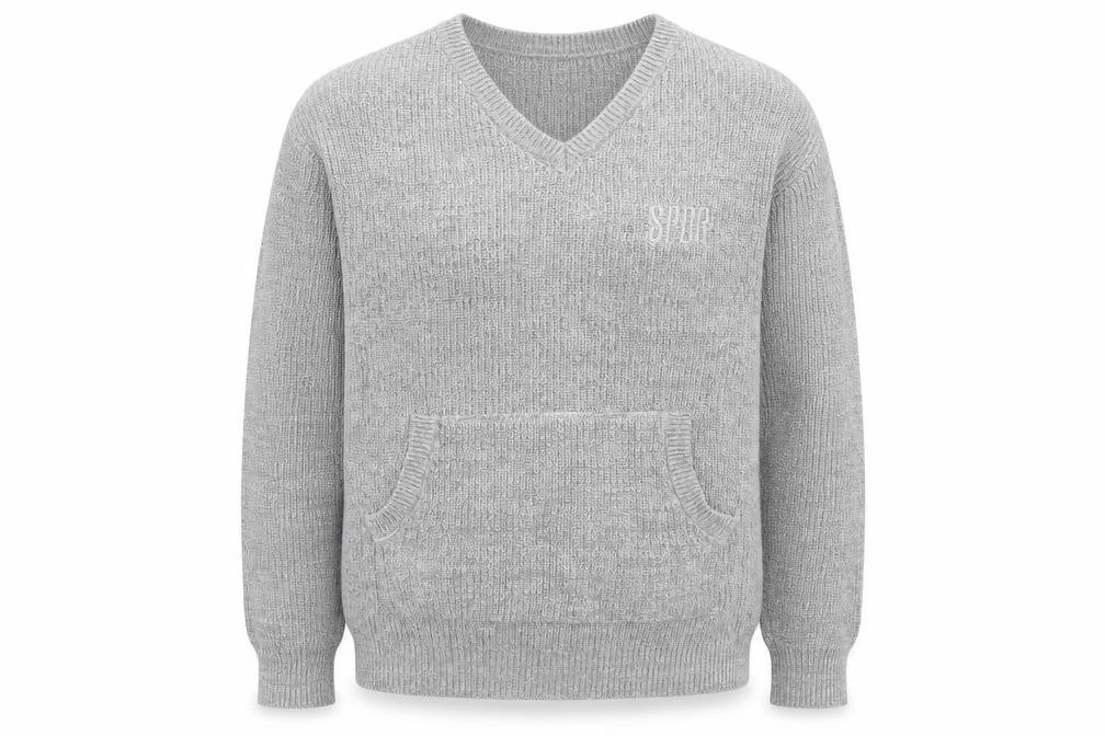 Front view of Spider women’s grey knit jumper, size XL