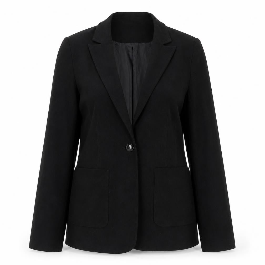 Front view of NL Collection women’s black jacket suit jacket, size UK 14