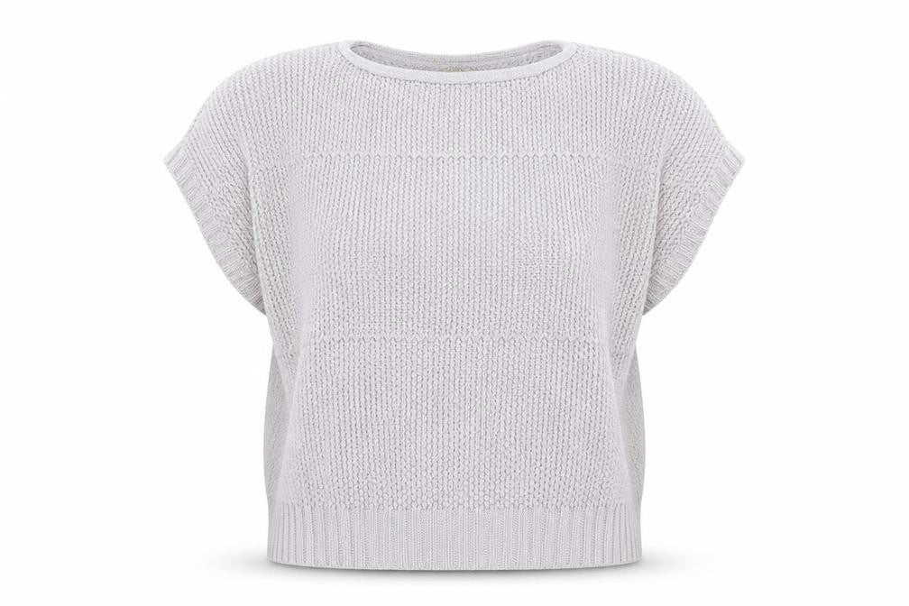 Front view of Tu women’s grey knit jumper, size UK 12