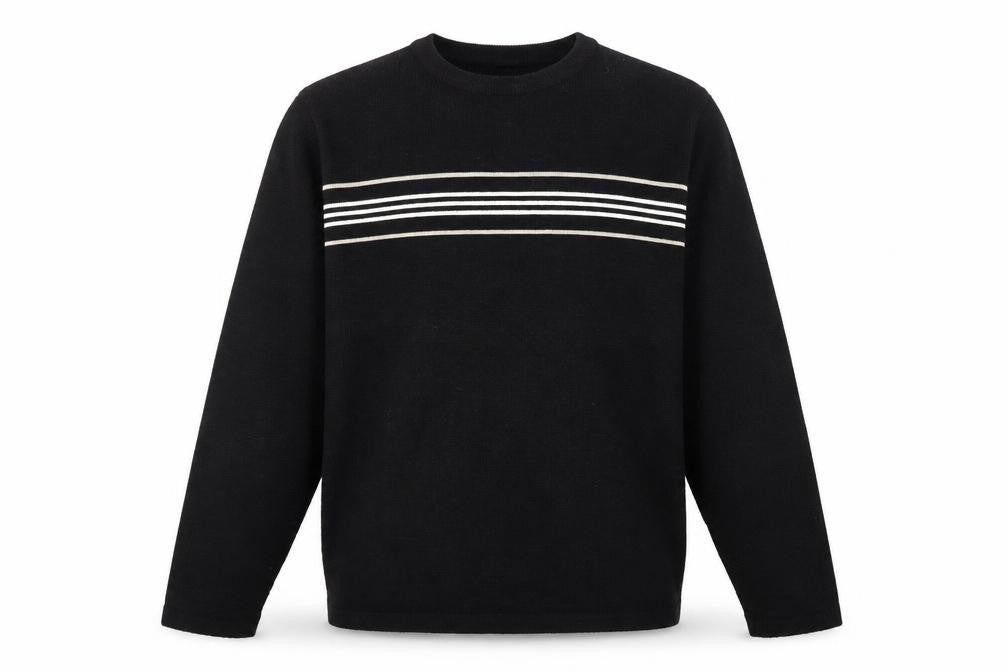 Front view of Easy men’s black houndstooth pullover sweatshirt, size XL