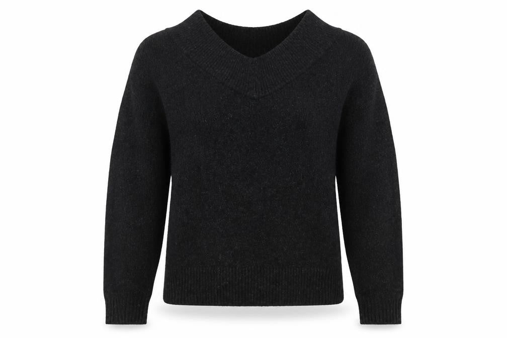 Front view of H&M women’s grey pullover sweatshirt, size S