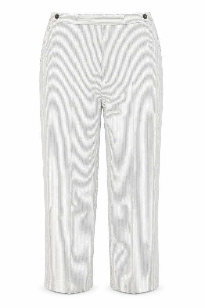 BM, Womens White Striped  Trousers  Size 16 L27 in