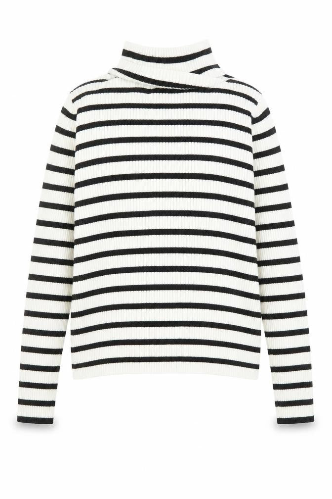 Front view of H&M girls’ white striped jumper, size 9, years