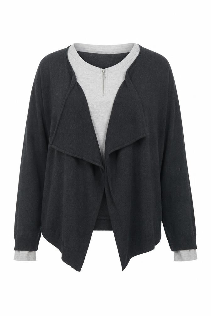 Front view of Kookai women’s grey cardigan jumper, size M
