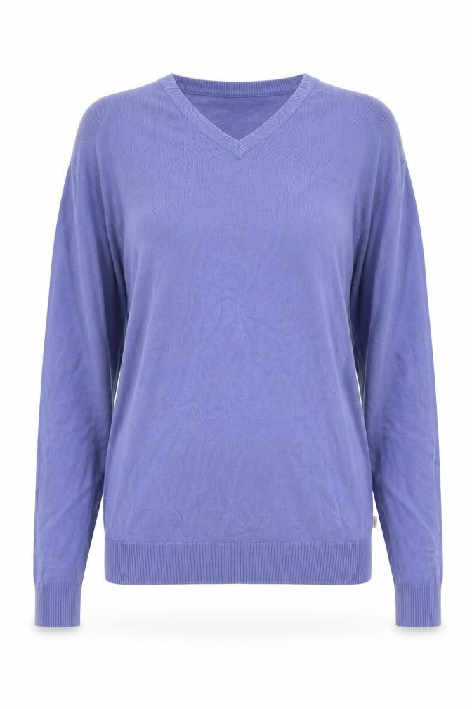 Front view of Cotton Traders women’s blue jumper, size S
