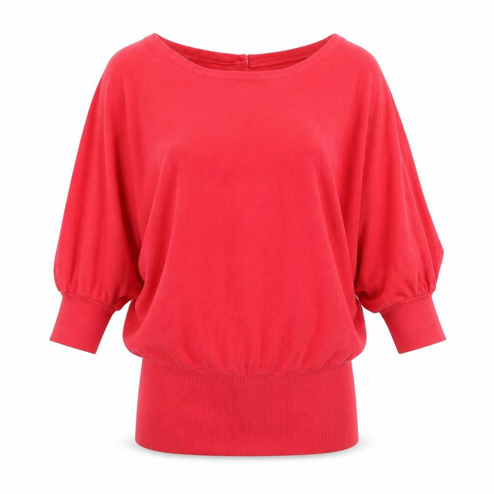 Front view of Debenhams women’s red jumper, size UK 10