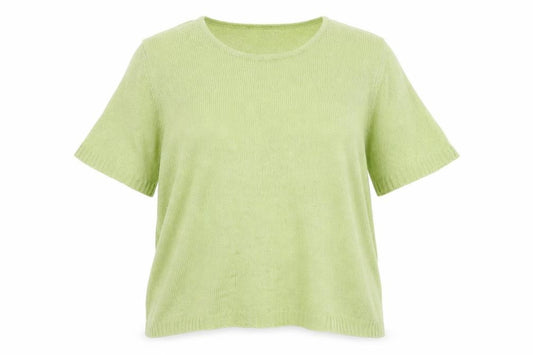 Front view of Preworn women’s green jumper, size UK 20