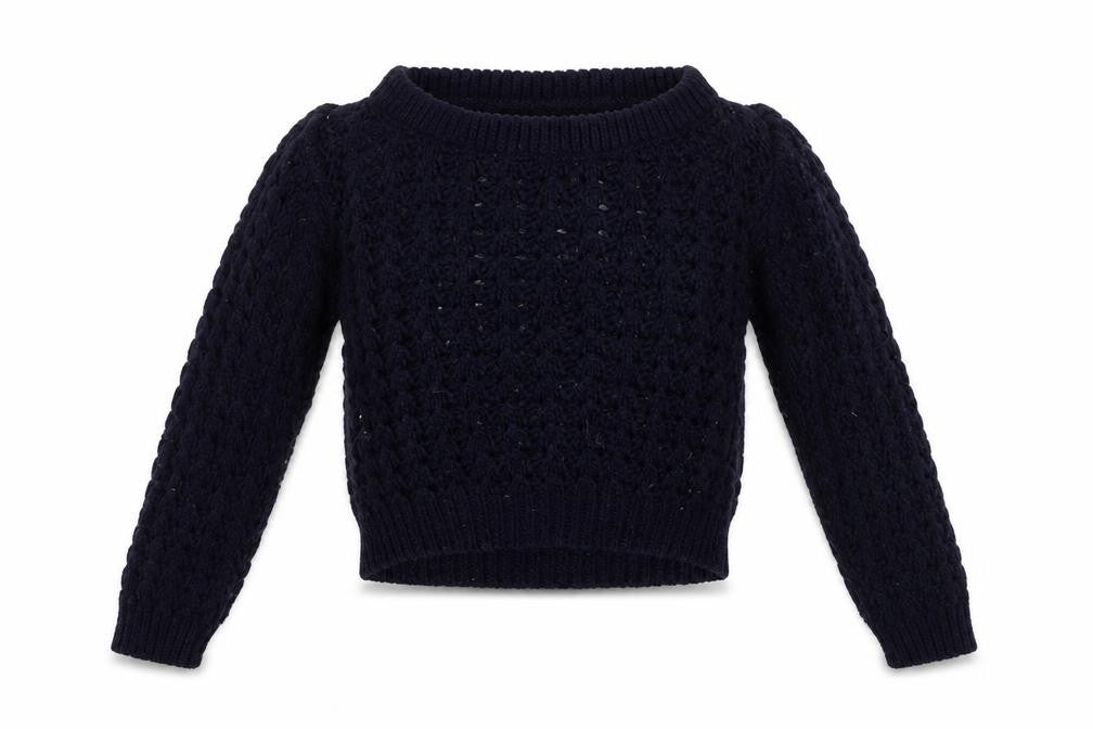 Front view of H&M women’s blue jumper, size UK 10
