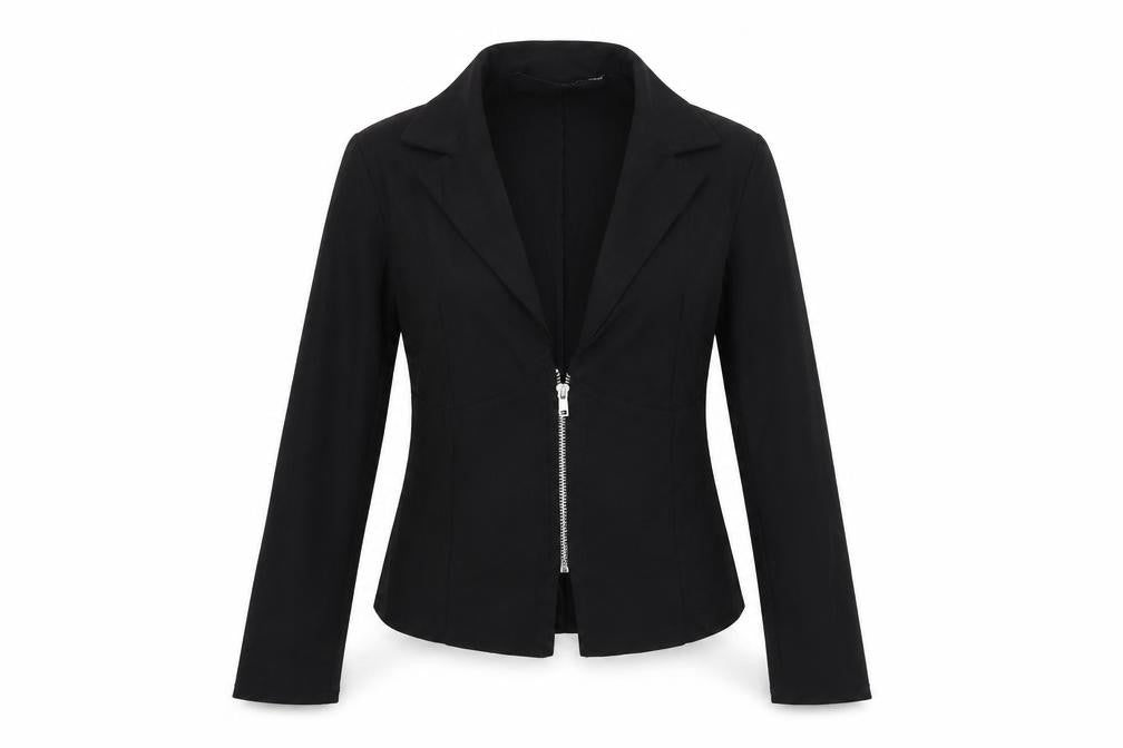 Front view of I SAW IT FIRST women’s black jacket coat, size UK 10