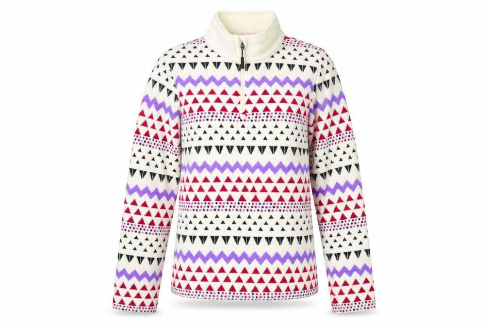 Front view of Winter Adventures women’s white geometric jumper, size S