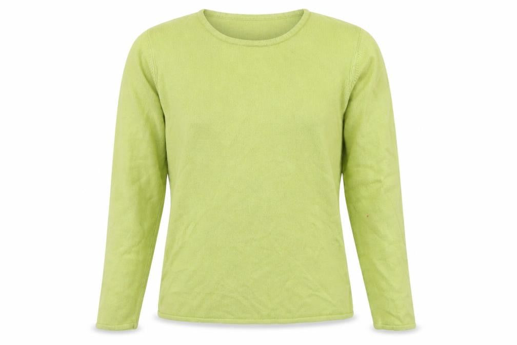 Front view of Bonmarché women’s green jumper, size S