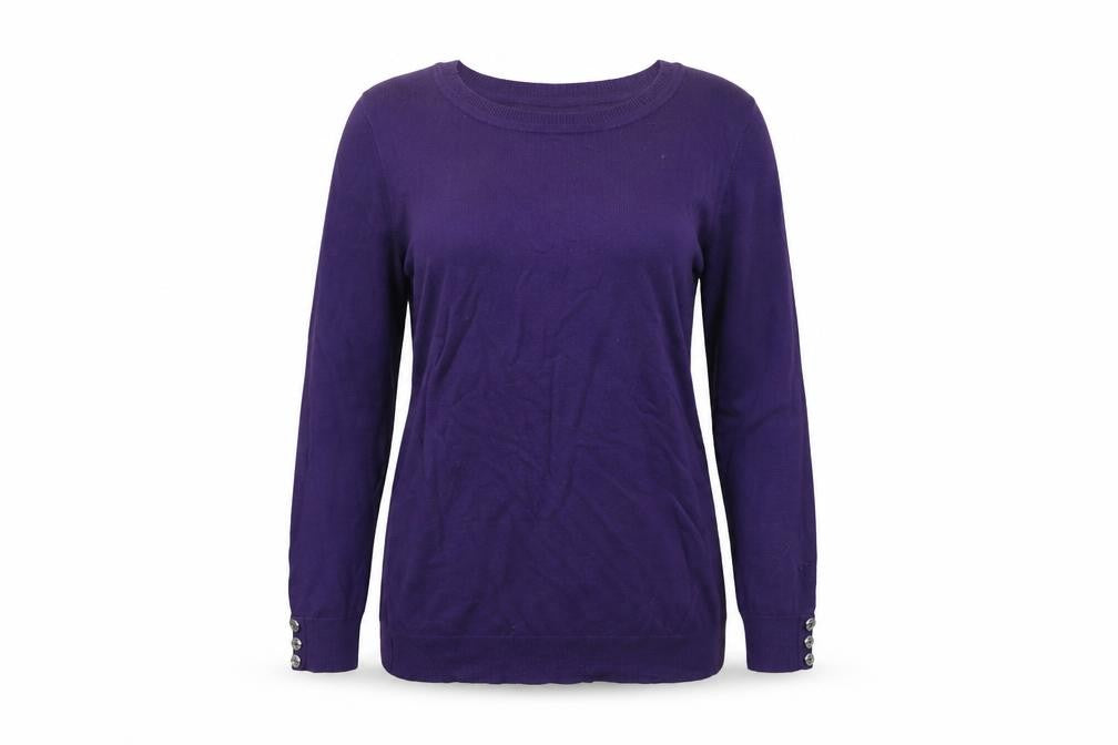 Front view of JASPER CORAN women’s purple jumper, size UK 12