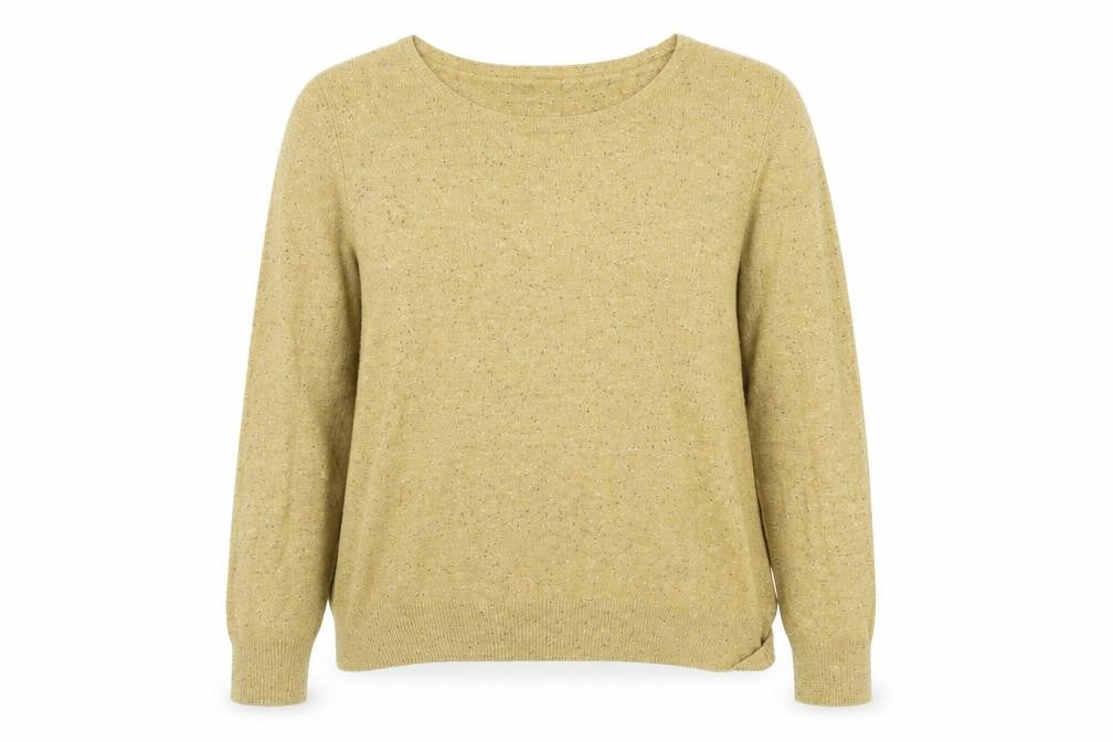 Front view of Next women’s beige houndstooth jumper, size UK 18