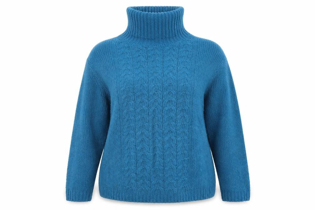 Front view of EWM women’s blue jumper, size XL