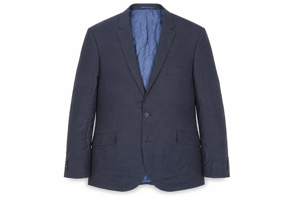 Front view of Taylor & Wright men’s blue jacket suit jacket, size XL