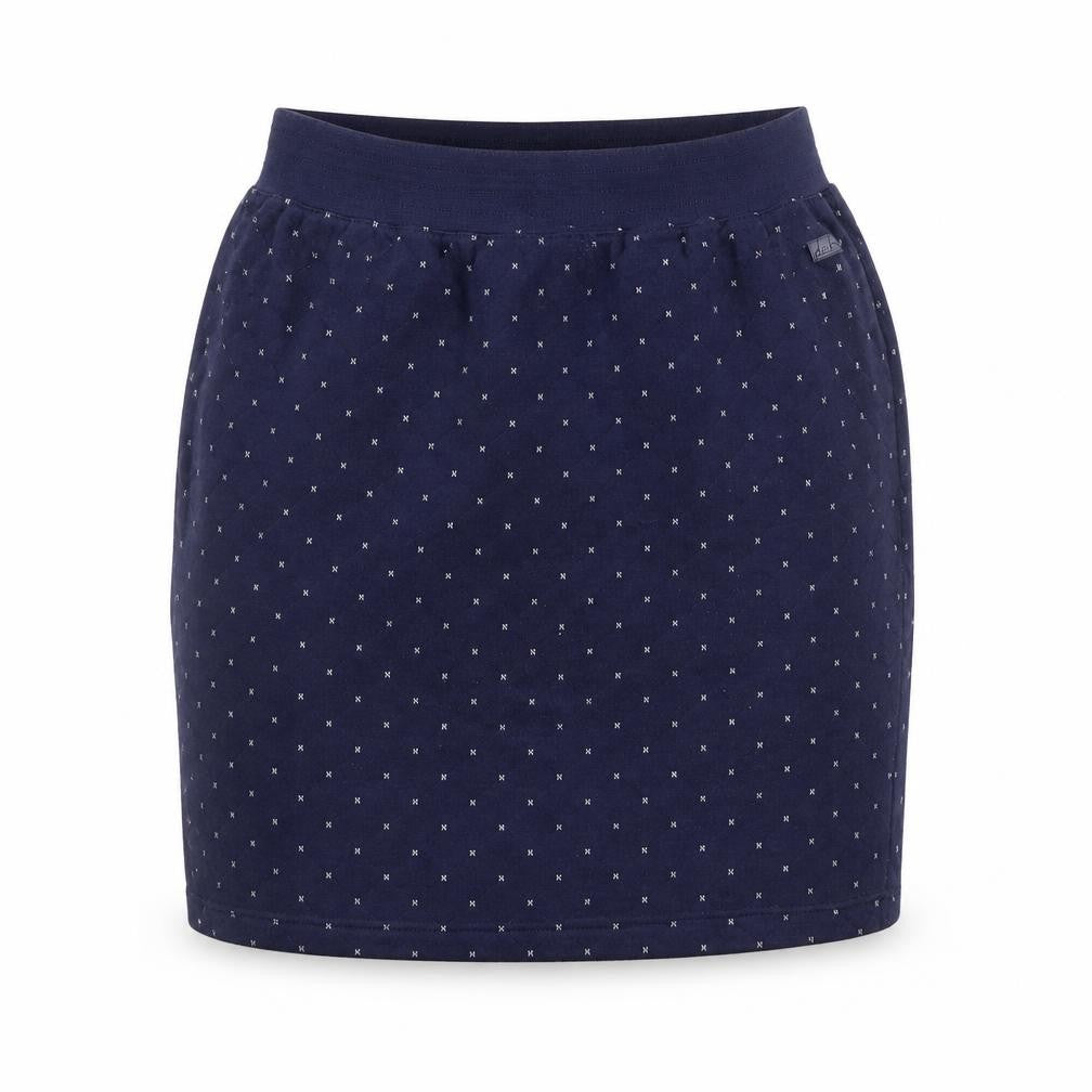 Front view of Dash women’s blue geometric a-line skirt, size L