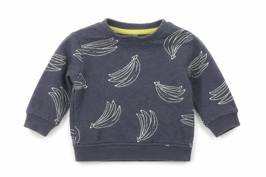 Front view of Marks & Spencer Baby Grey Geometric jumper, size 0-3, Months - BANNANAS