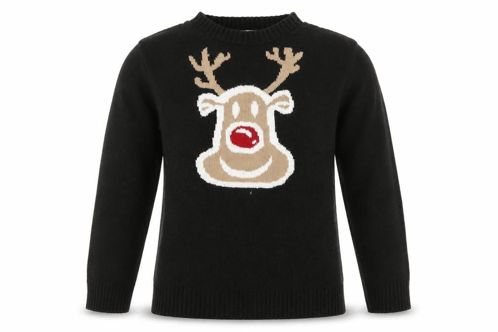Dazzling Womens Black   Pullover Jumper Size M  - christmas reindeer rudolph