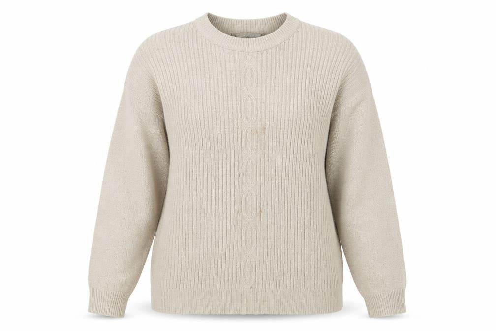 Front view of Akal Collection women’s beige jumper, size L