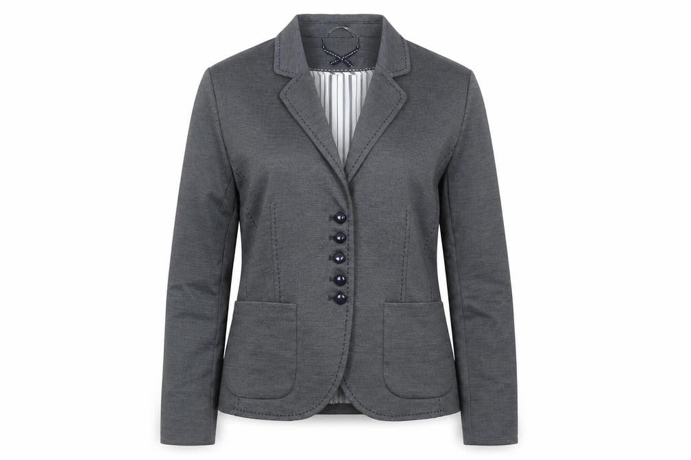 Front view of Marks & Spencer women’s blue jacket blazer, size UK 12