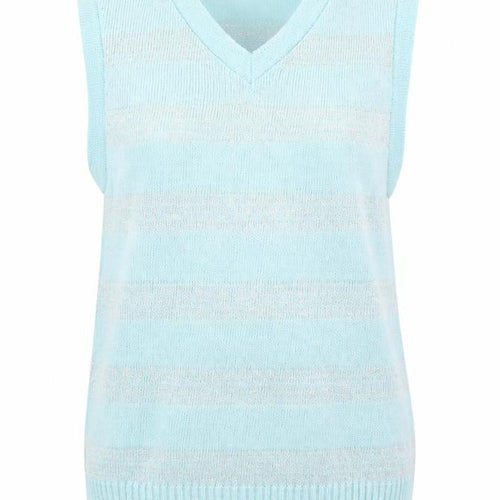 Black Pepper Womens Blue Striped  Vest Jumper Size XL