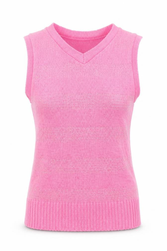 Black Pepper Womens Pink Striped  Vest Jumper Size XL