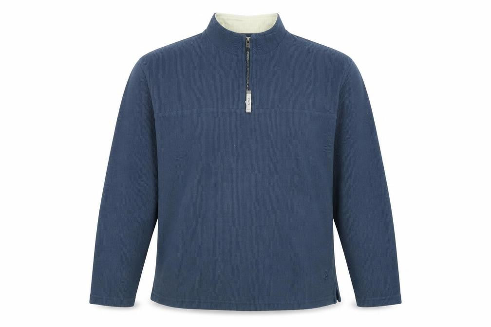 Front view of PACO men’s blue henley jumper, size M
