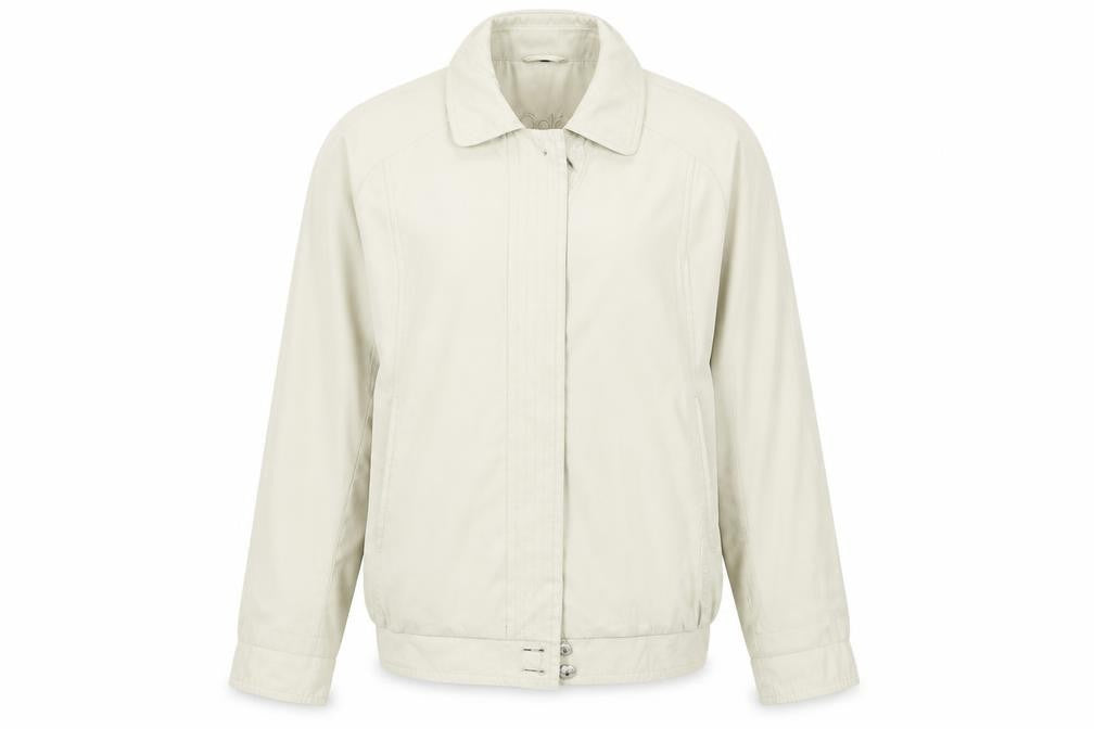 Front view of Telemac men’s beige bomber jacket jacket, size L