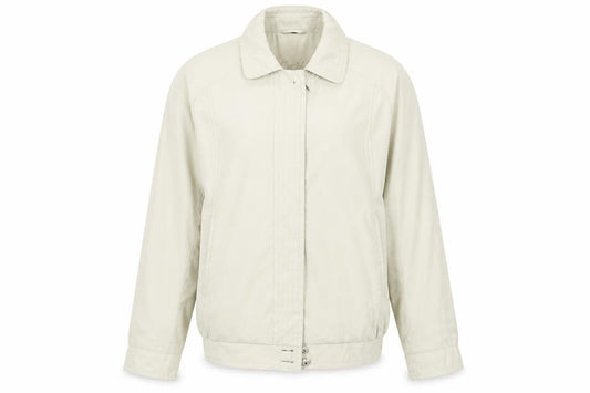 Front view of Telemac men’s beige bomber jacket jacket, size L