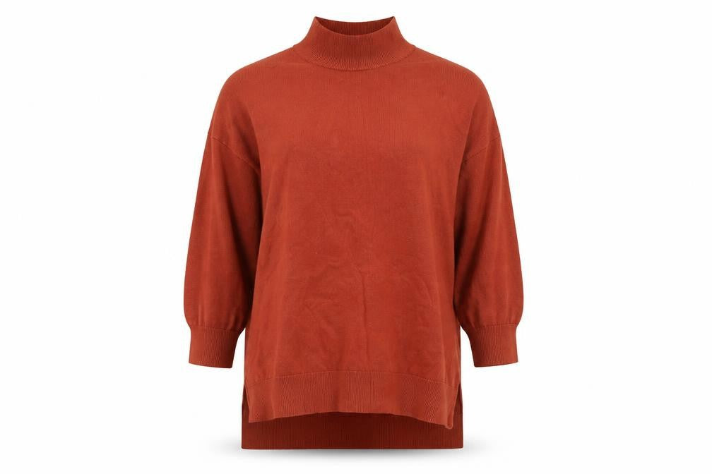 Front view of F&F women’s orange knit jumper, size UK 6
