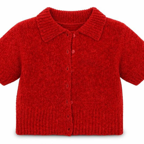 C&A Girls Red  Knit Cardigan Jumper Size 14 Years