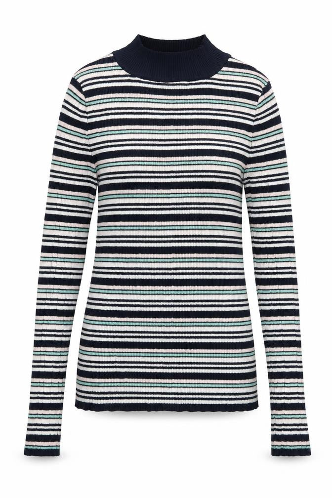 Front view of Primark women’s blue striped jumper, size UK 10