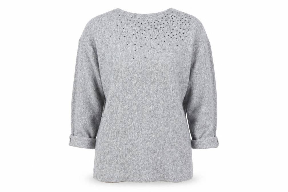 Front view of VIZA VIZ women’s grey jumper, size S