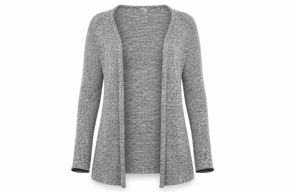 Front view of H&M women’s grey cardigan jumper, size XS