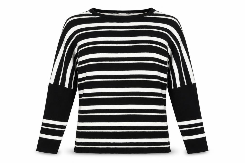 Front view of George women’s black striped jumper, size S