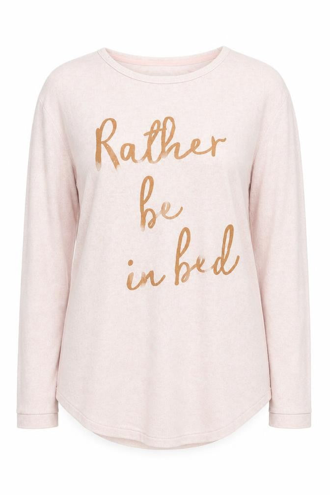 Front view of Lounge women’s pink solid pyjama top, size XS, - rather be in bed