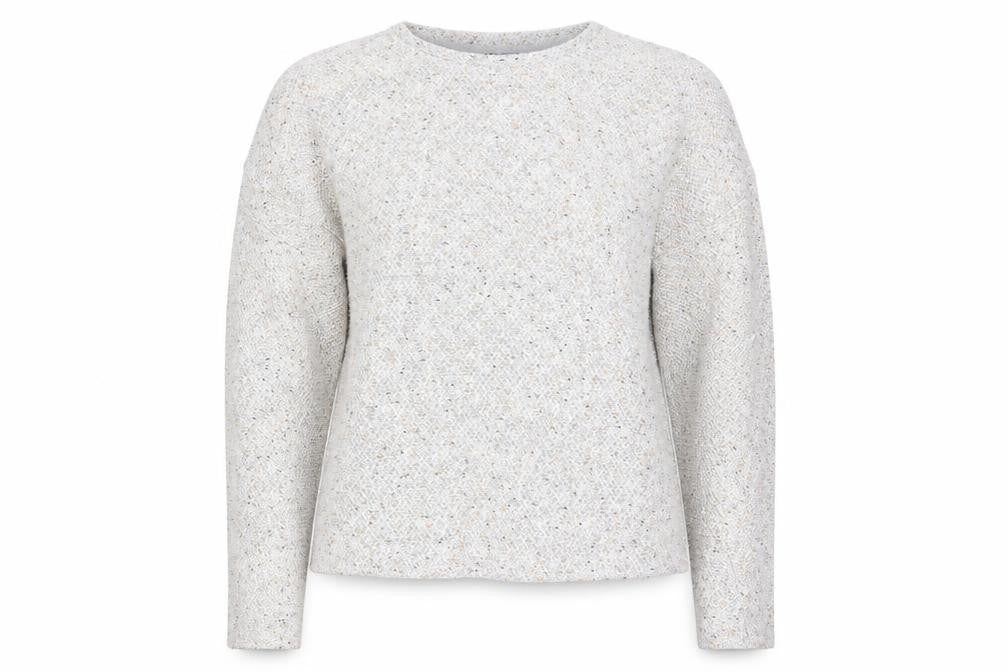 Front view of New Look women’s grey jumper, size L, - sequins all over