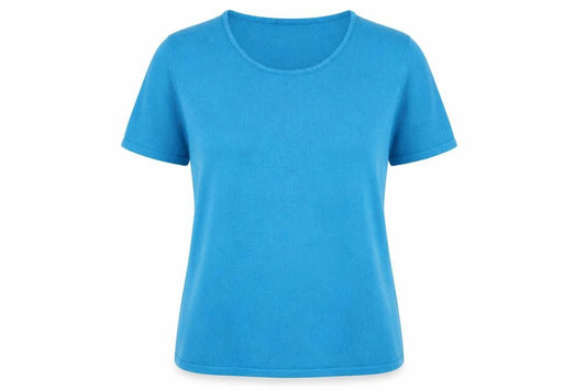 Front view of Soon women’s blue jumper, size UK 16